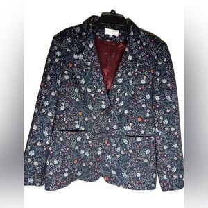 Vintage Cotswold collections Floral Jacket Wool Blend Navy Size 16